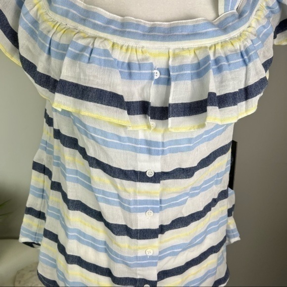 Vince Camuto womens multicolor striped flounce top size small - Picture 7 of 13
